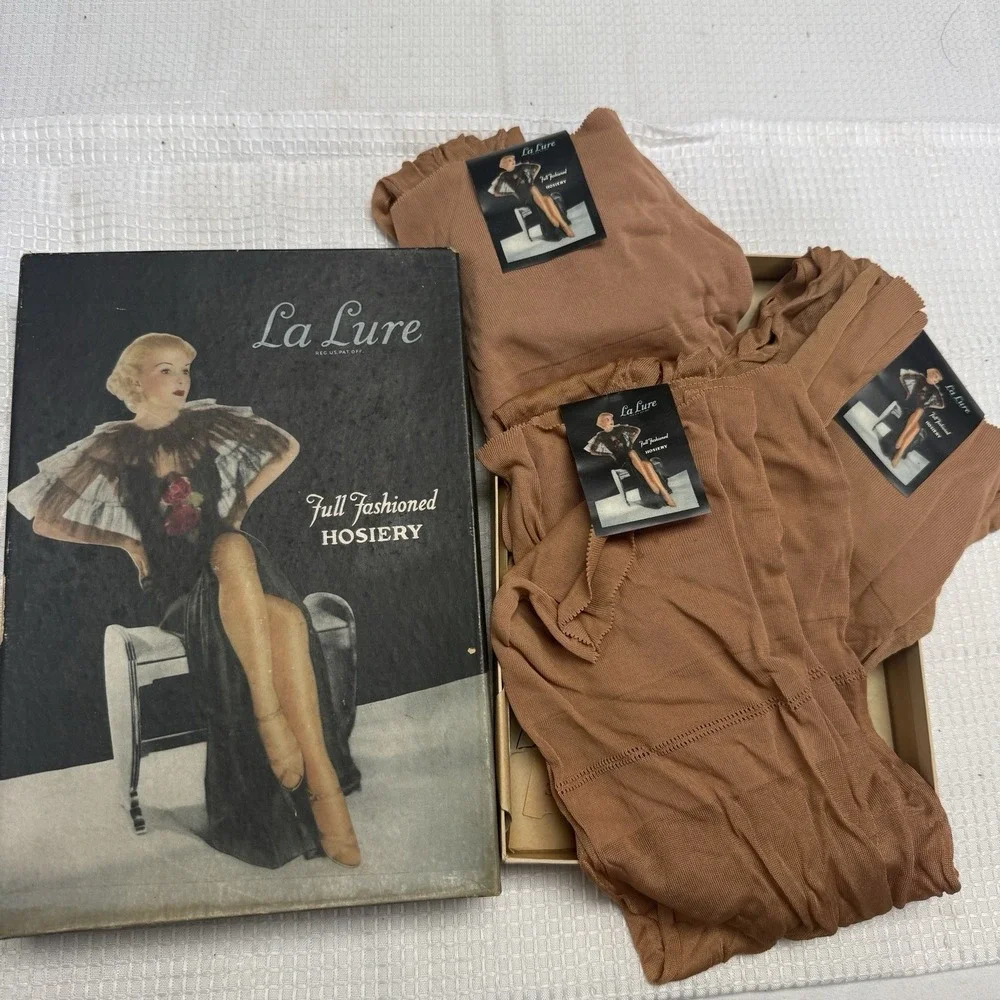 3 Pairs Vtg 50s Glorious 10.5 Rayon Hosiery Stockings Seams New Full Fashioned